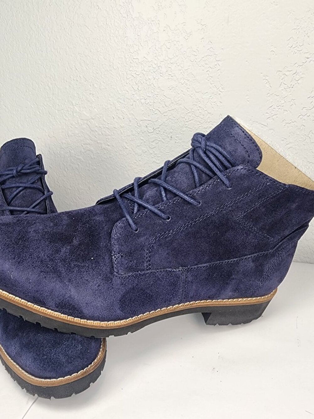 NIB Franco Sarto Womens 8M L-Forta Blue Ankle Boot Bootie Cowboy A Civic Suede